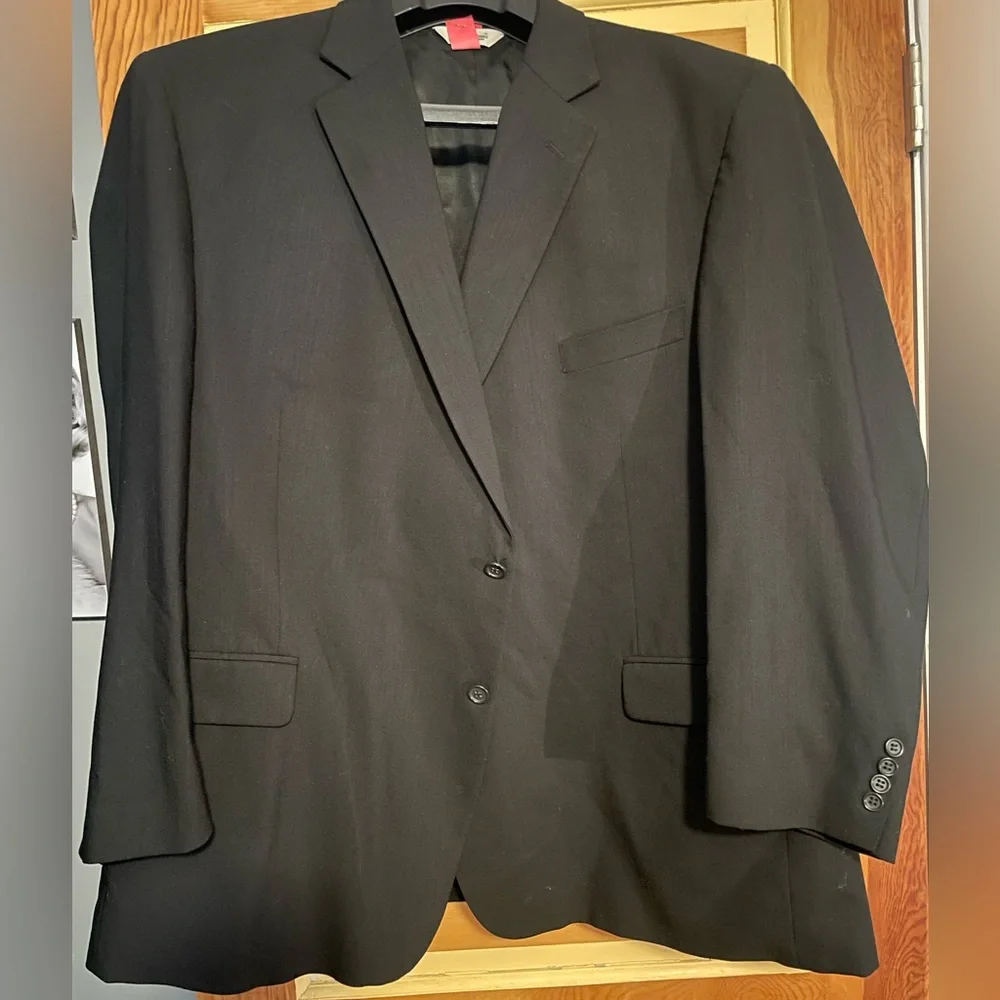 Men’s Classic Black Suit,Pronto Uomo 100% Wool, 54 Regular Jacket, 50 waist pant